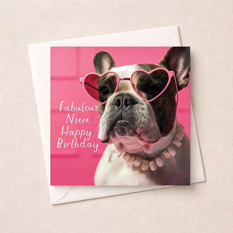 An image of Birthday Card - Fabulous Niece French Bulldog