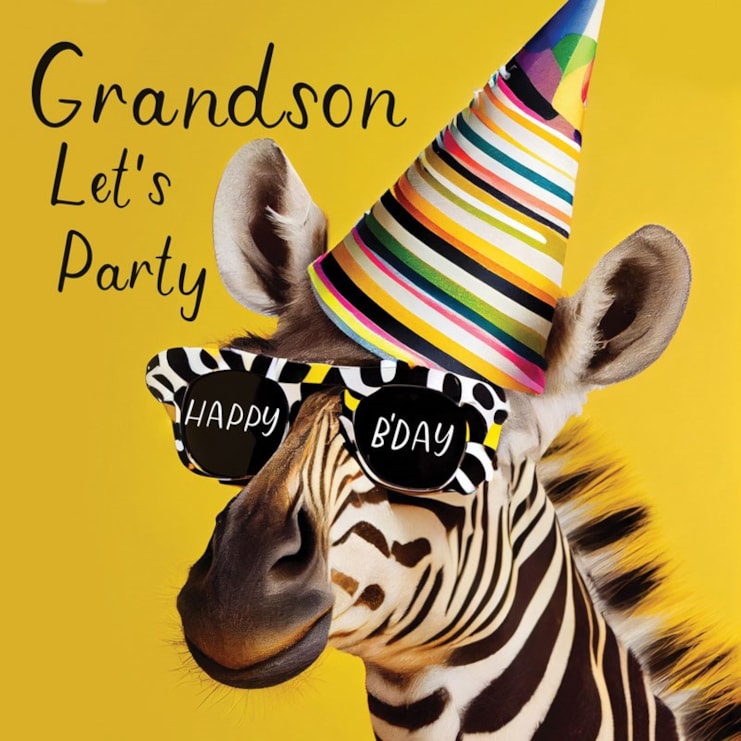 Grandson Birthday Card - Grandson Zebra Grandson Birthday Card - Grandson Zebra
