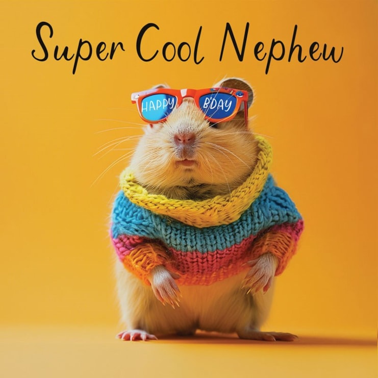 Nephew Birthday Card - Super Cool Nephew Hamster