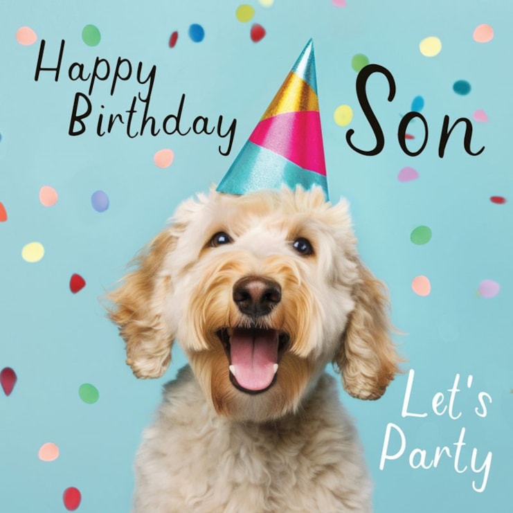 Son Birthday Card - Birthday Son Party Dog