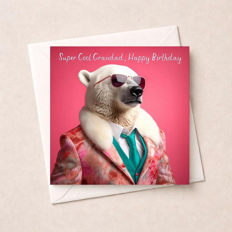 An image of Grandad Birthday Card - Super Cool Polar Bear