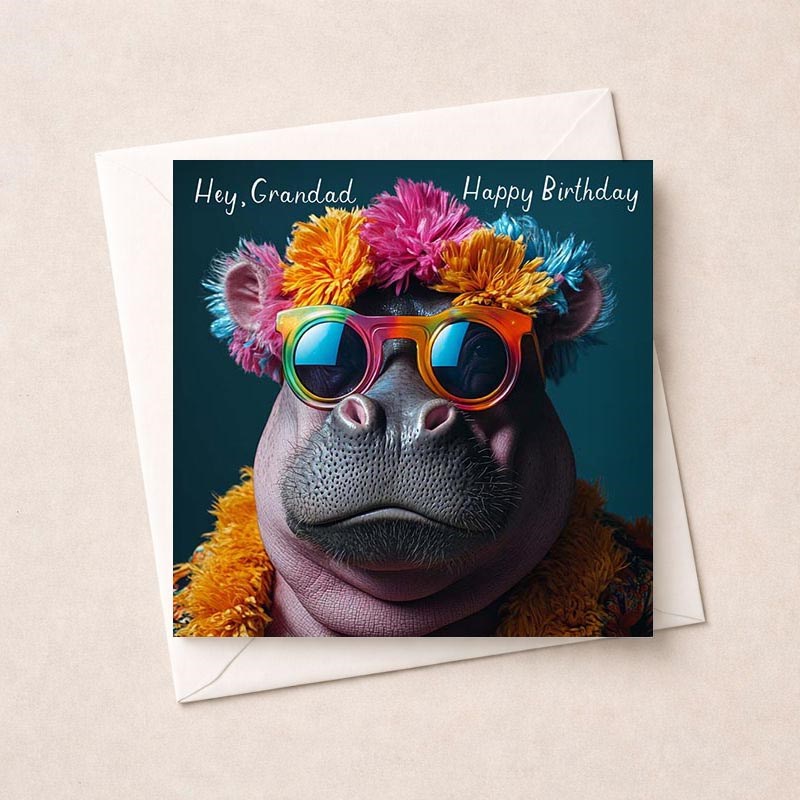 An image of Grandad Birthday Card - Cool Hippo