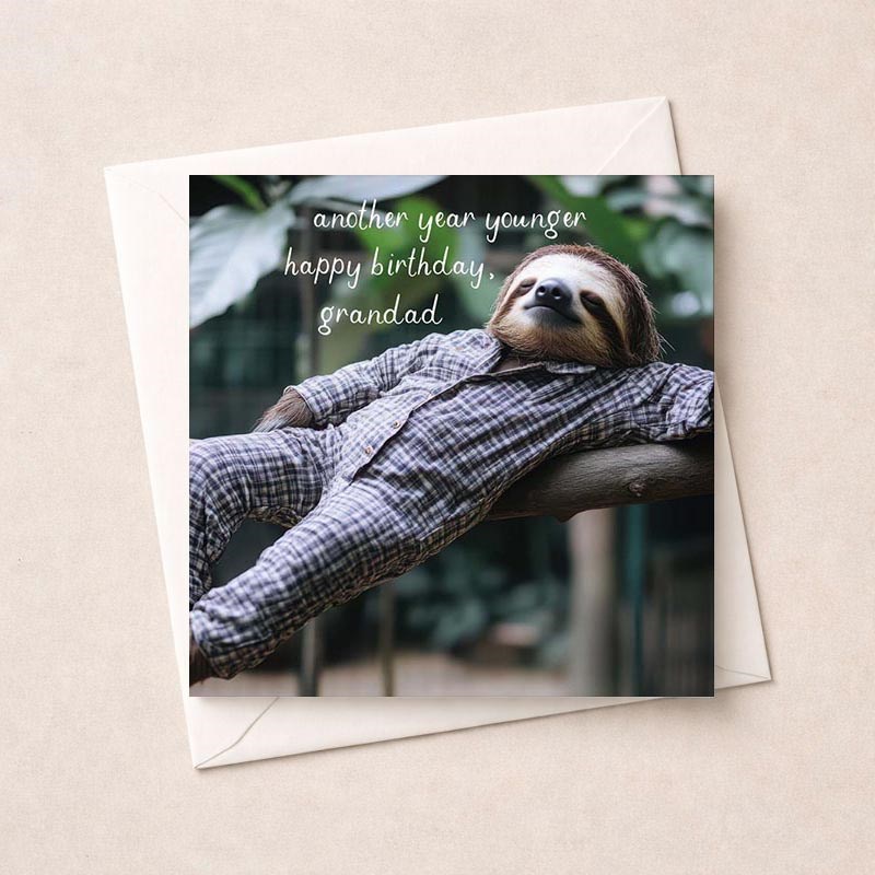 An image of Grandad Birthday Card - Lazing Sloth