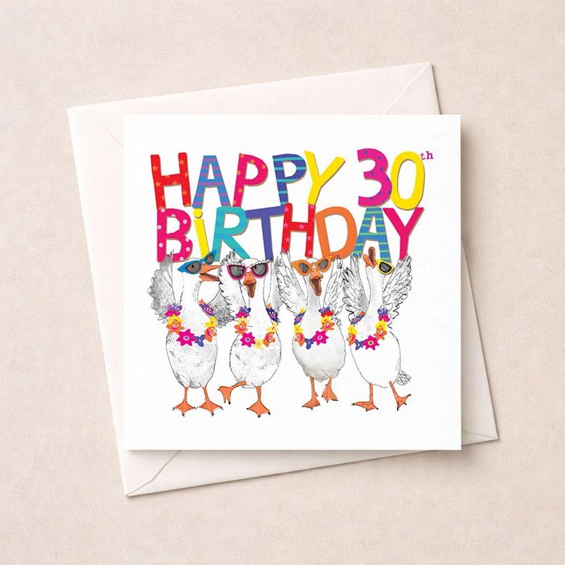 An image of Age 30 Birthday Card - 30th Geese