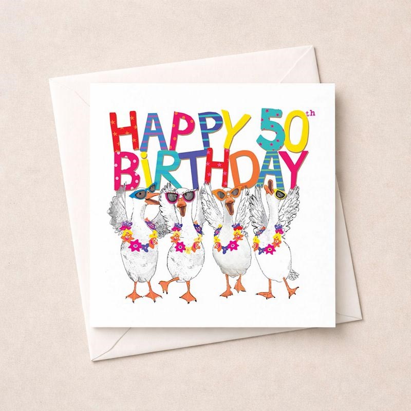 An image of Age 50 Birthday Card - 50th Geese