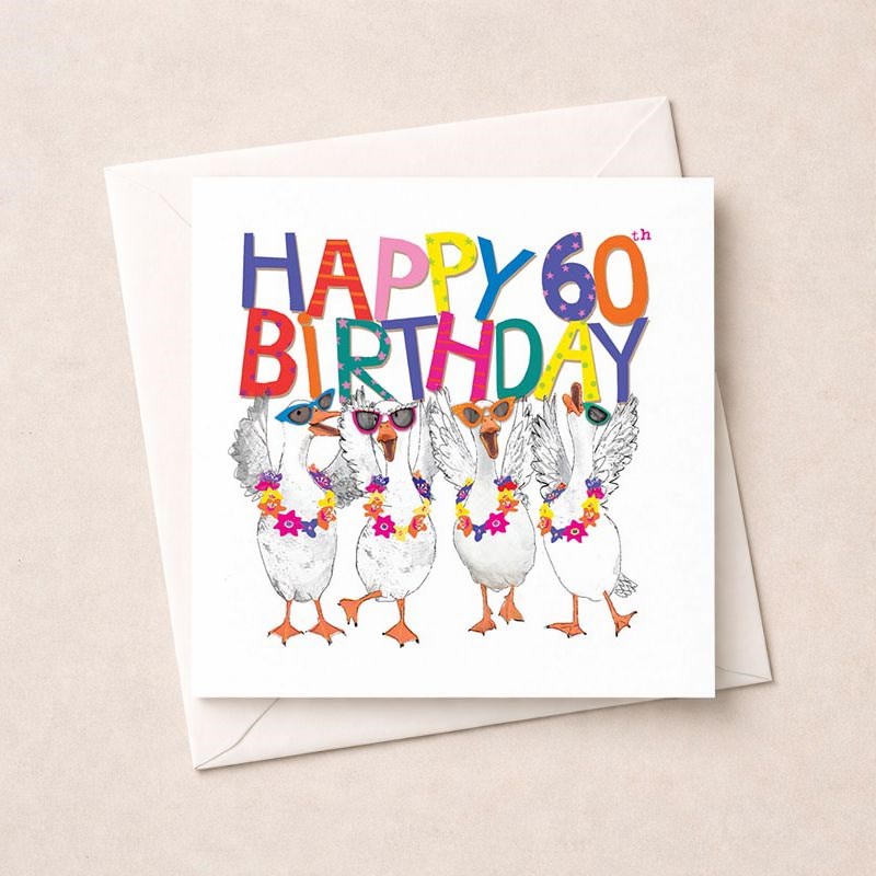 An image of Age 60 Birthday Card - 60th Geese