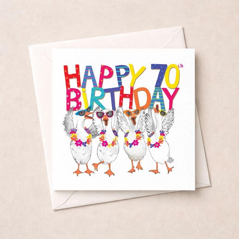 An image of Age 70 Birthday Card - 70th Geese