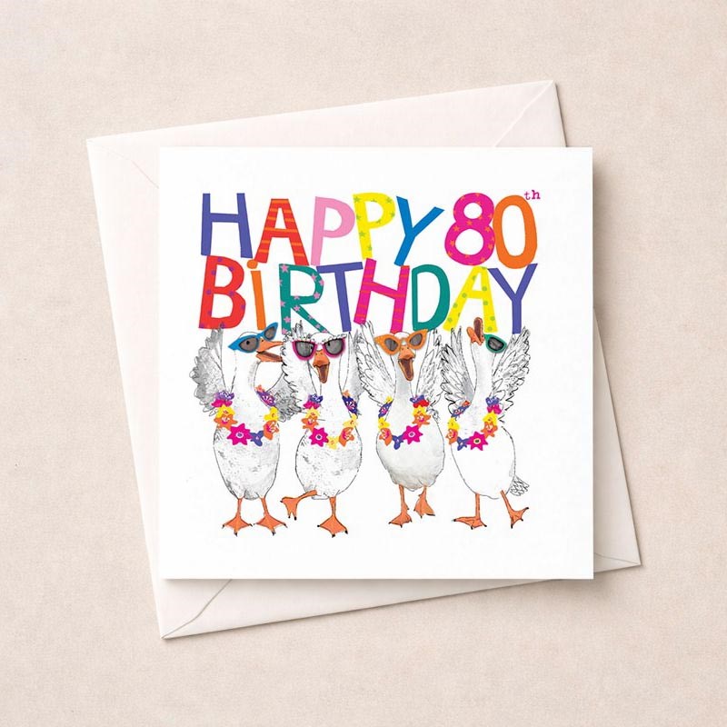 An image of Age 80 Birthday Card - 80th Geese