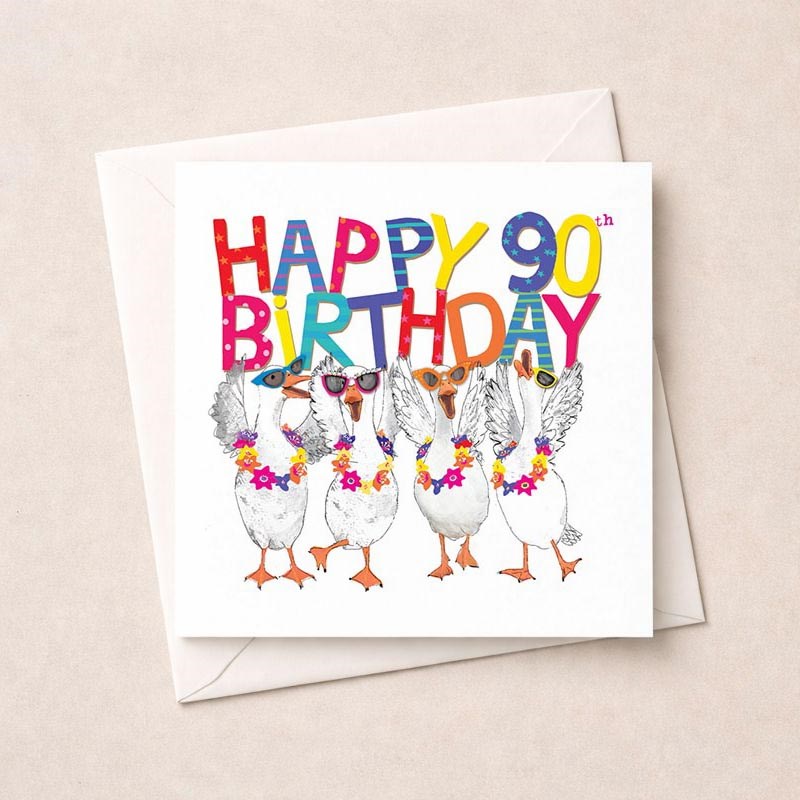 An image of Age 90 Birthday Card - 90th Geese