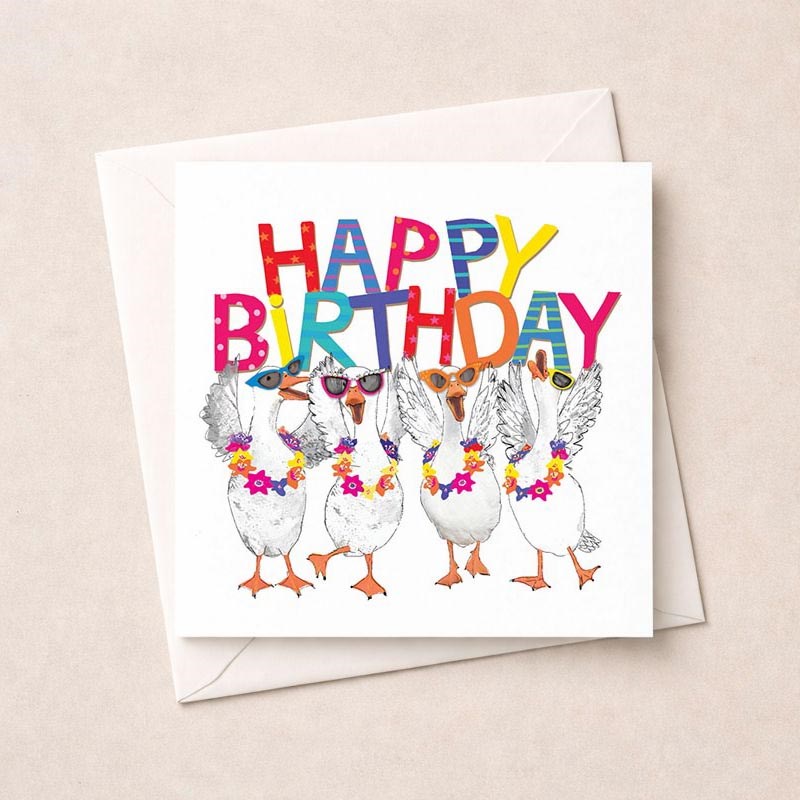 An image of Birthday Card - Happy Birthday Geese