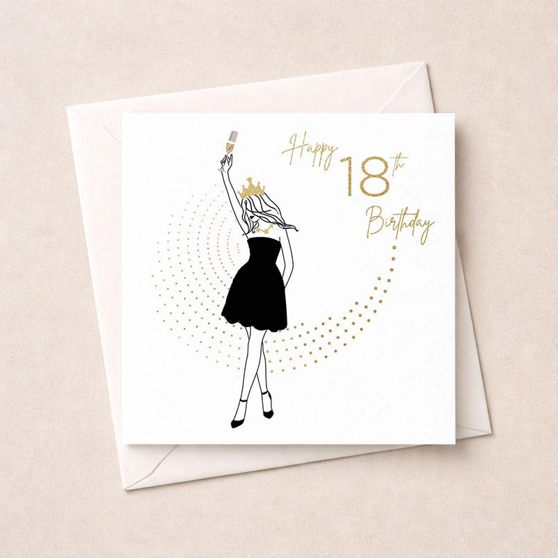 An image of Age 18 Card - Lady With Drink