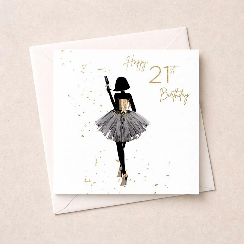 An image of Age 21 Card - Lady With Drink