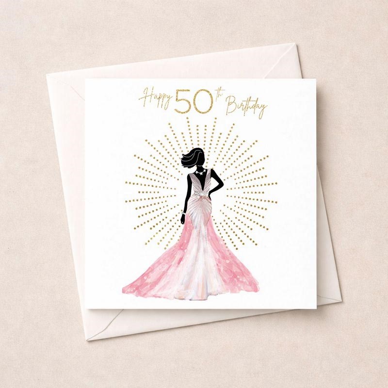 An image of Age 50 Card - Glowing Lady