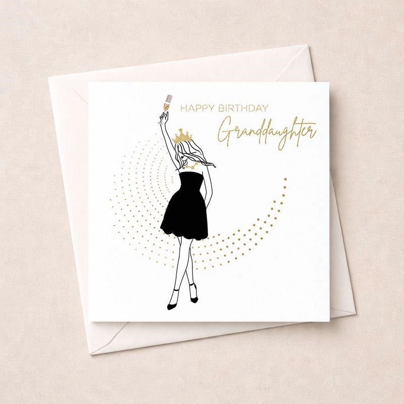 An image of Granddaughter Birthday Card - Lady With Drink