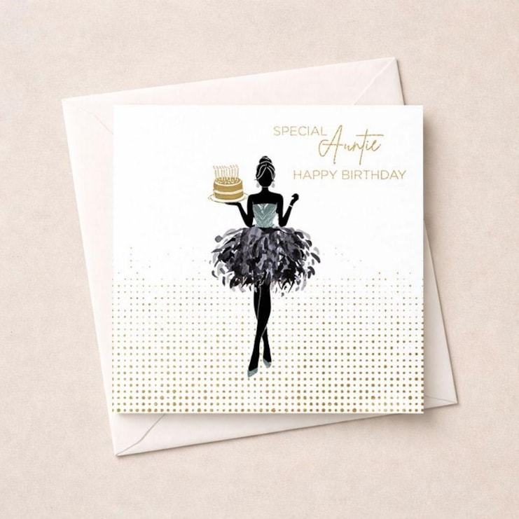 Auntie Birthday Card - Lady With Cake Auntie Birthday Card - Lady With Cake