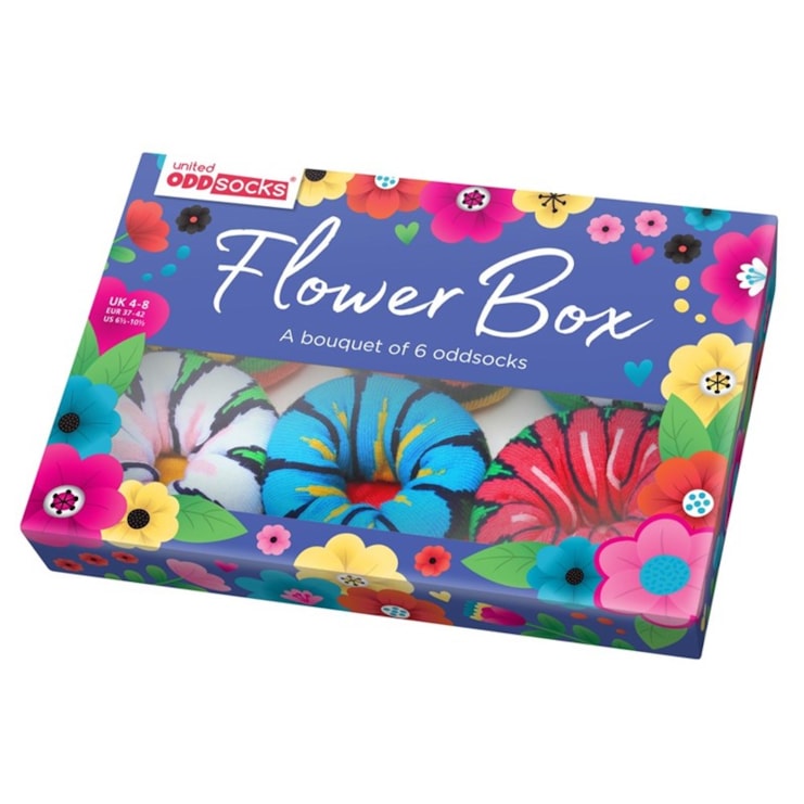 Six Flower Oddsocks in a Box Six Flower Oddsocks in a Box