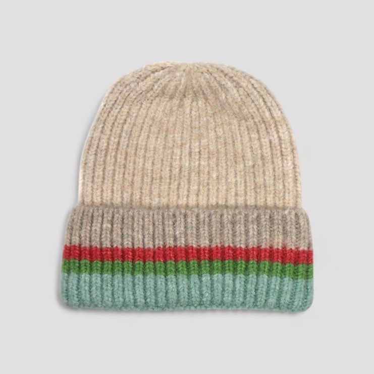 Beige, Red & Green Stripey Hat Beige, Red & Green Stripey Hat