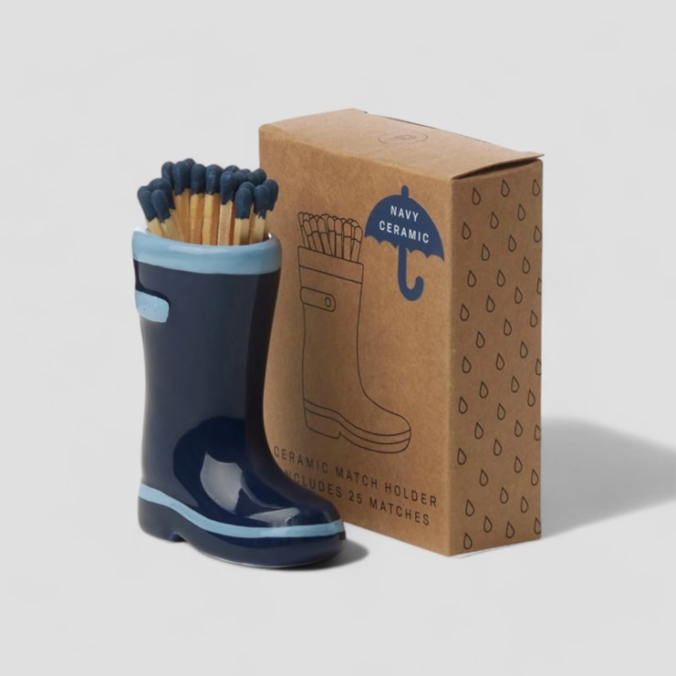 Green welly boot matchstick holder Blue Green welly boot matchstick holder Blue