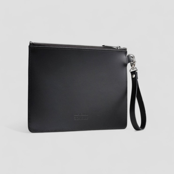 Handmade Leather Folio Case - Black - Large Handmade Leather Folio Case - Black - Large