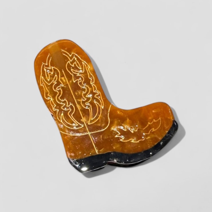 Brown Cowboy Boot Hair Claw Brown Cowboy Boot Hair Claw