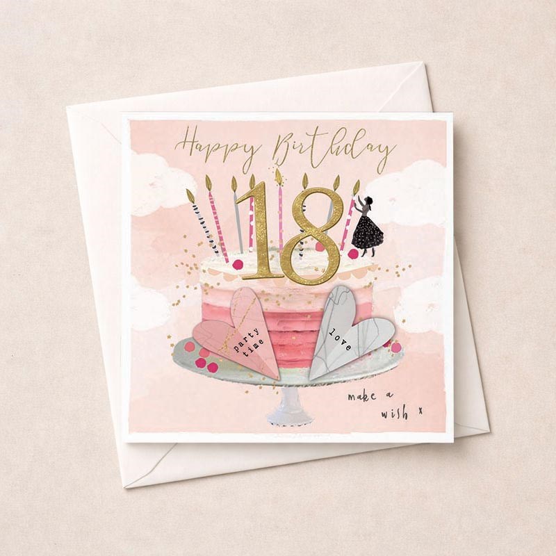 An image of Age 18 Birthday Card - Birthday Cake