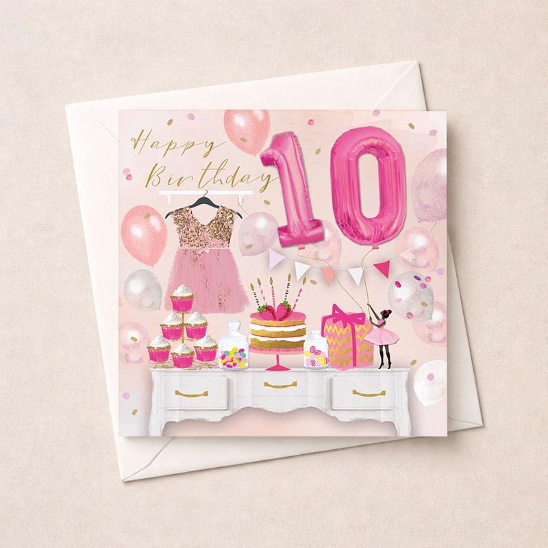 An image of Age 10 Birthday Card - Birthday Party