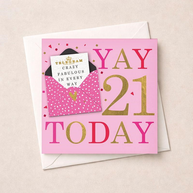 An image of Age 21 Birthday Card - Yay 21 Today