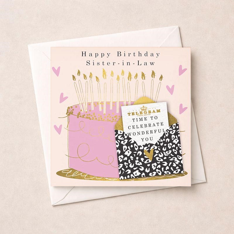 An image of Sister-in-Law Birthday Card - Birthday Cake