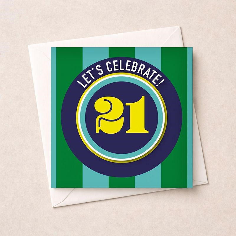 An image of Beermat Age 21 Card - 21 Let's Celebrate