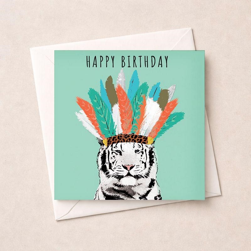 An image of Birthday Card - White Tiger
