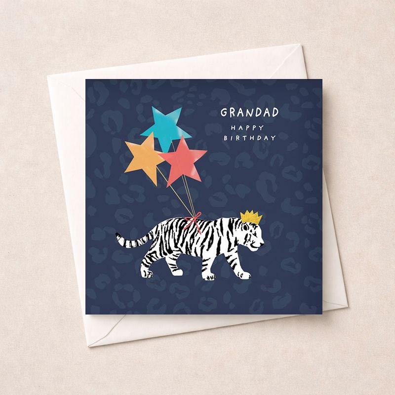 An image of Grandad Birthday Card - White Tiger