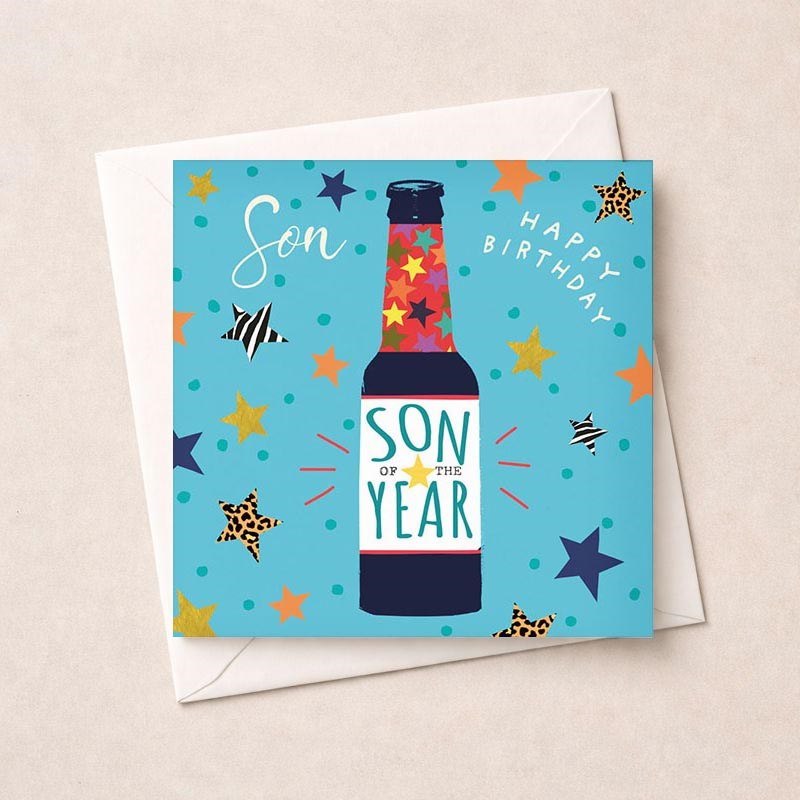 An image of Son Birthday Card - Bottle Of Beer
