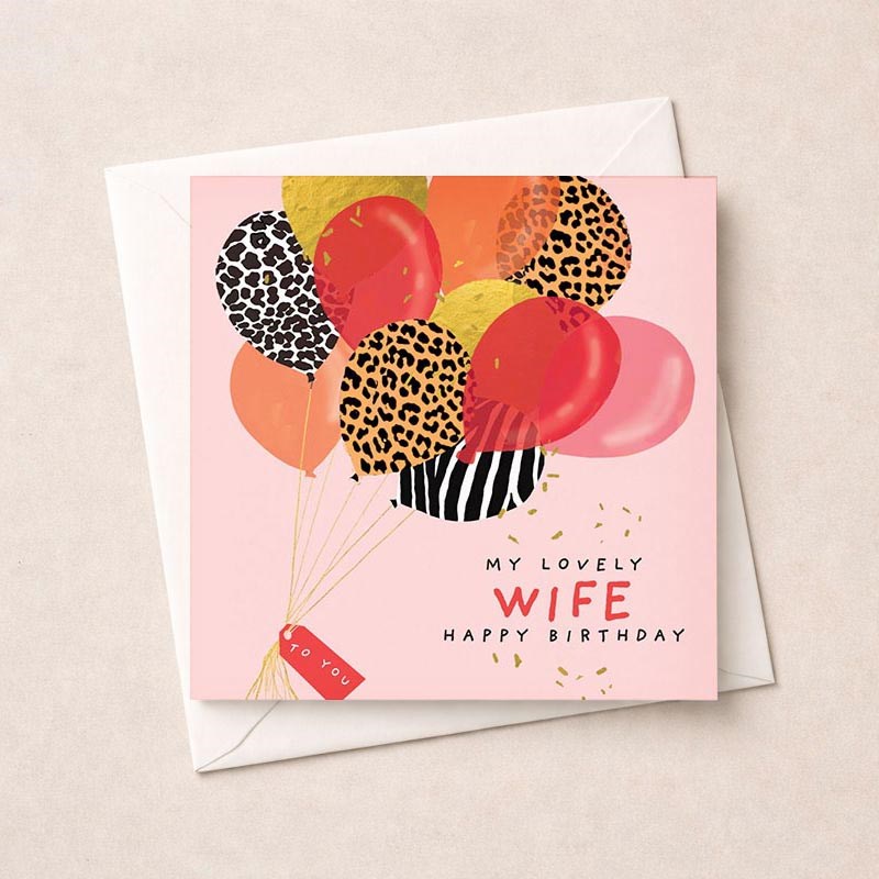 An image of Wife Birthday Card - Bunch Of Balloons