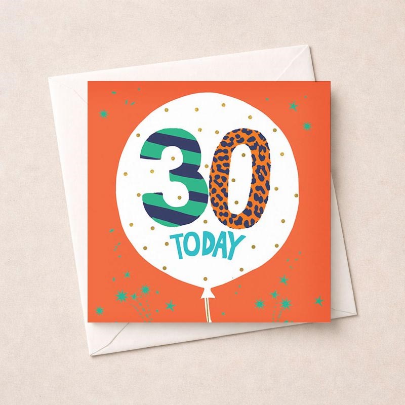 An image of Age 30 Birthday Card - Birthday Balloon
