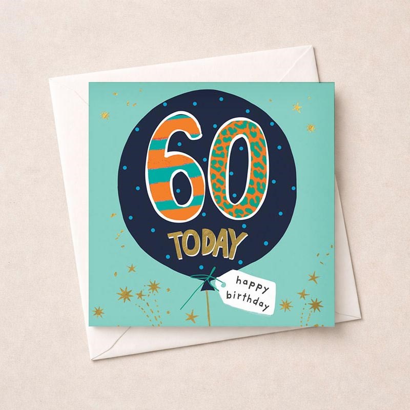 An image of Age 60 Birthday Card - Birthday Balloon