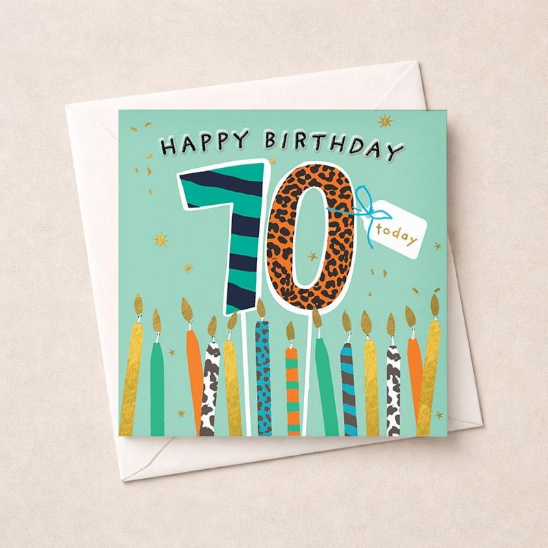 An image of Age 70 Birthday Card - Birthday Candles