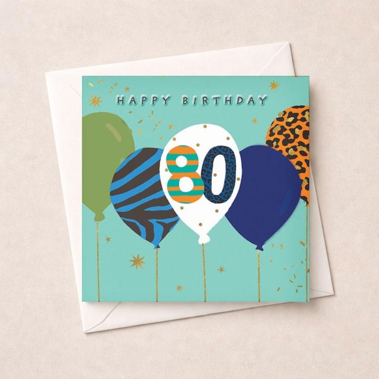 Age 80 Birthday Card - Bunch Of Balloons Age 80 Birthday Card - Bunch Of Balloons