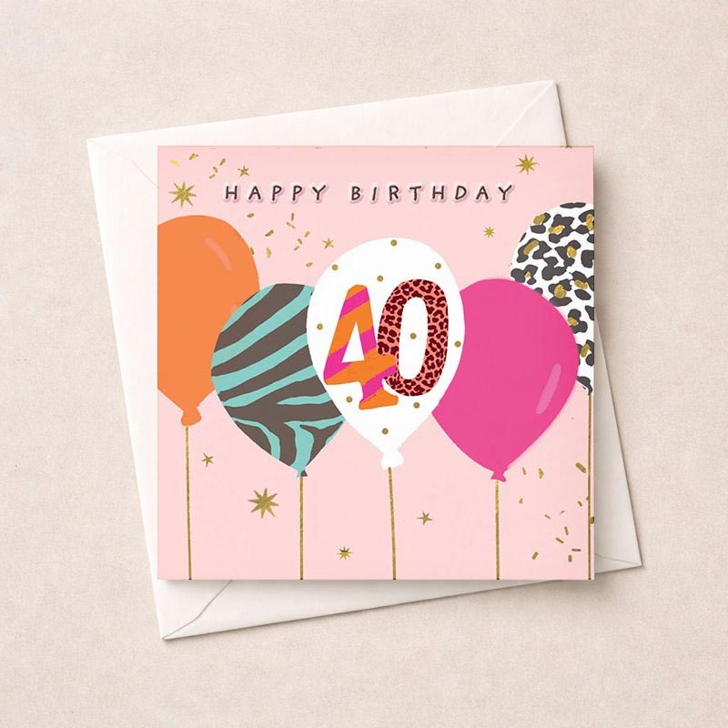 An image of Age 40 Birthday Card - Birthday Balloons