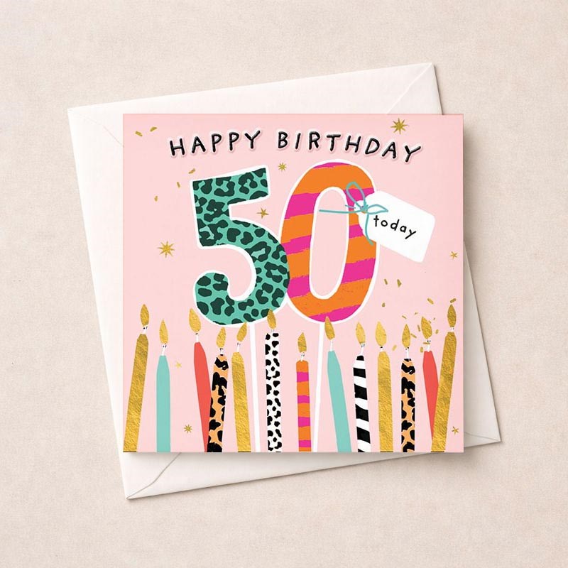 An image of Age 50 Birthday Card - Birthday Candles