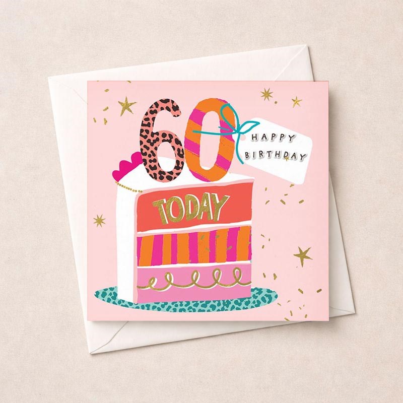 An image of Age 60 Birthday Card - Slice Of Cake