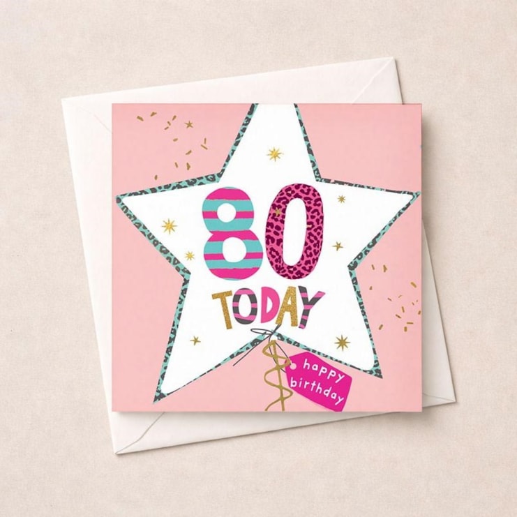 Age 80 Birthday Card - Star Balloon Age 80 Birthday Card - Star Balloon