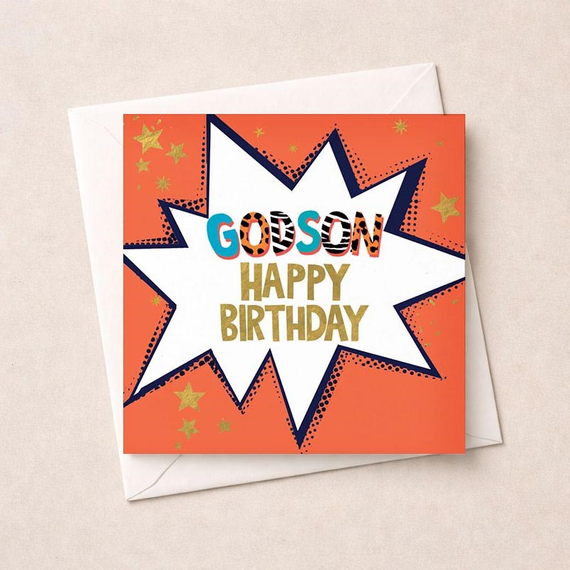 An image of Godson Birthday Card - Spots and Stripes