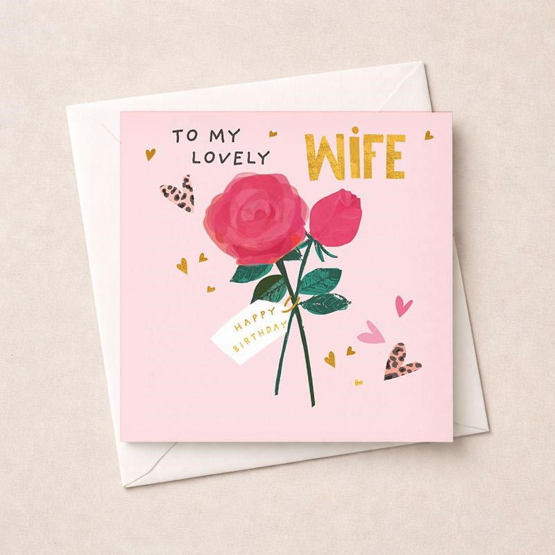 An image of Wife Birthday Card - Rose