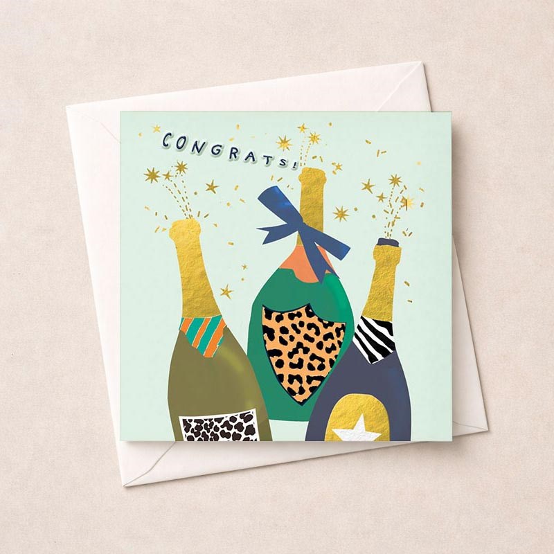 An image of Congratulations Card - Popping Bottles