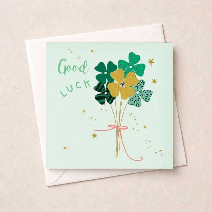 Good Luck Card - Four Leaf Clovers Good Luck Card - Four Leaf Clovers
