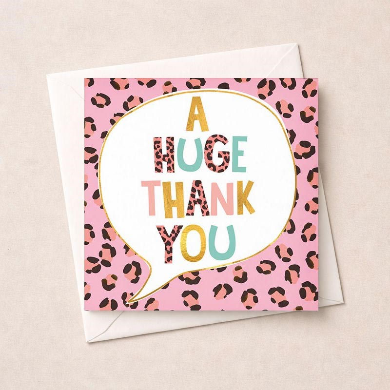 An image of Thank You Card - Pink Leopard Print