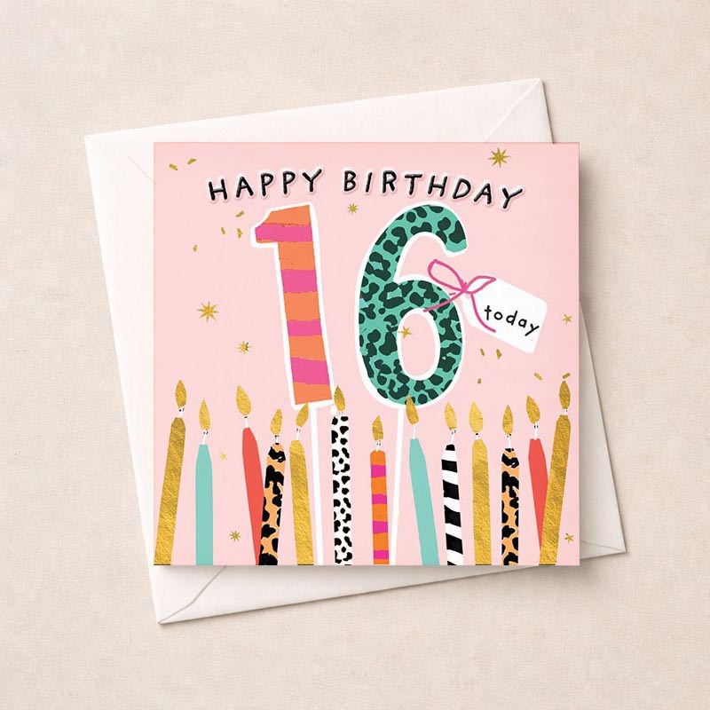 An image of Age 16 Birthday Card - 16 Today Candles