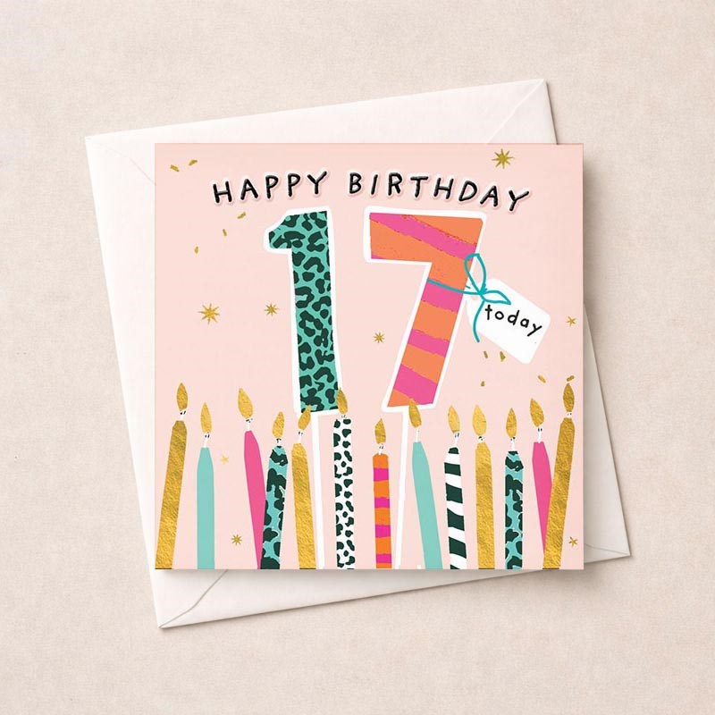 An image of Age 17 Birthday Card - 17 Today Candles