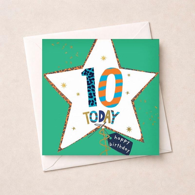 An image of Age 10 Birthday Card - Star Balloon