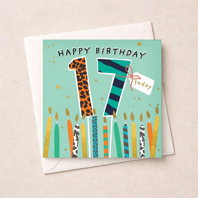 An image of Age 17 Birthday Card - 17 Today Candles